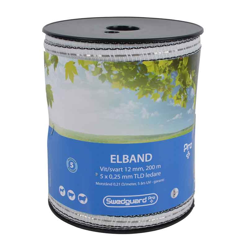 Läs mer om Elband Pro+ 12 mm vit/svart 200 m 5x0,25