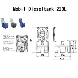 Mobil dieseltank 220l utan lock, 24V