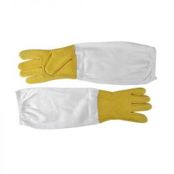 Handskar fårskinn/kanvas L gul