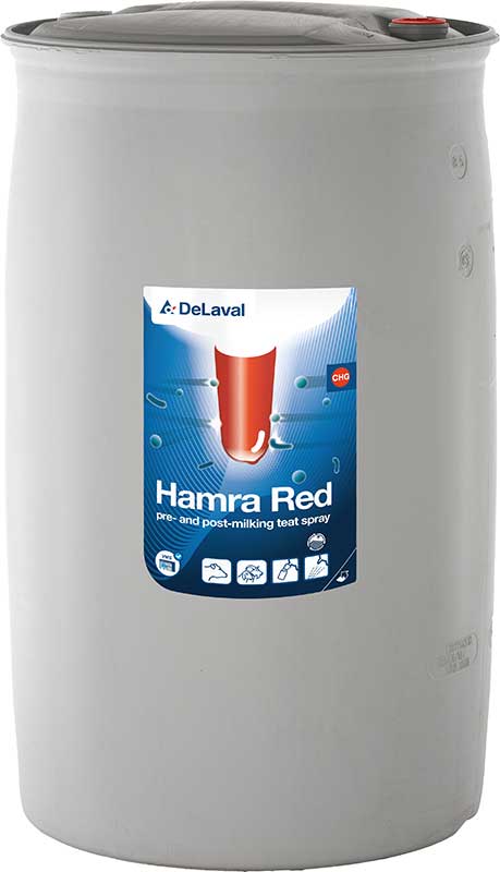 Läs mer om Hamra Red 200L färdigblandat Spendopp med Klorhexidin DeLaval
