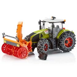 Schneefräse 03017 BRUDER Spielzeug Claas Axion 950 Traktor mit Schneeketten 