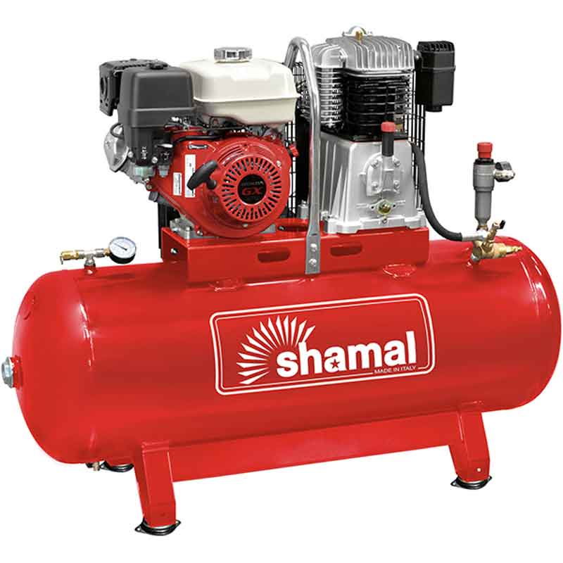 Läs mer om Bensindriven Kompressor 9hk 592l/min 10bar 200l/tank Honda GX270 Shamal