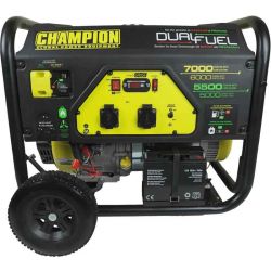 Bensinelverk 7000 watt Elverk Dual Fuel med elektrisk start Champion
