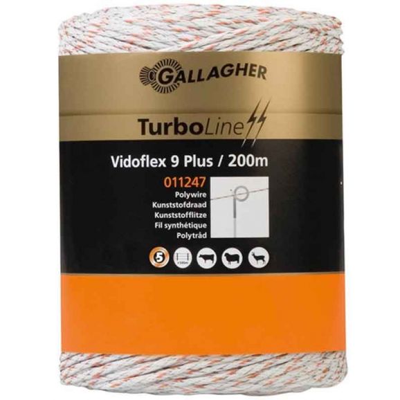 Stängseltråd Vidoflex 9 TurboLine Plus (vit, 200m) Gallagher