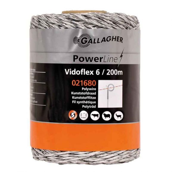 Stängseltråd Vidoflex 6 Powerline (vit, 200m) Gallagher